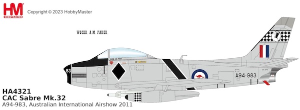 North American F-86 CAC Sabre Mk.32 A94-983, 75 Squadron "Black Diamonds", RAAF (with 2 x AIM-9B) HA4321