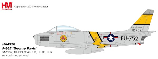North American F-86E Sabre "George Davis" 51-2752, 4th FIG, 334th FIS, USAF, 1952 (unconfirmed scheme)  HA4328