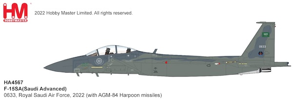 McDonnell Douglas F15SA(Saudi Advanced) 0633, Royal Saudi Air Force, 2022 (with AGM-84 Harpoon missiles) HA4567