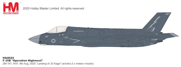 F35B Lightning II, "Operation Highmast" ZM-161, RAF, 8th Aug, 2025 "Landing of JS Kaga" (w/extra 2 x meteor inside weapon bay) HA4624