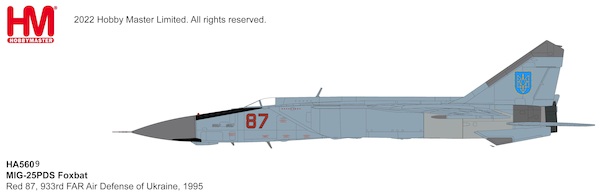 MIG-25PD Foxbat Red 87, 933rd FAR Air Defense of Ukraine, 1995 HA5609