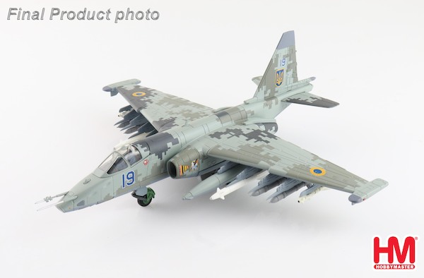 Sukhoi SU25M1 Frogfoot "Lt. Col. Zhybrov "(low vis. scheme) Blue 19, 299th Tactical Aviation Brigade, Ukraine AF, Feb 2022 (w/2 x KH-25ML, 4 x S-24B) HA6110