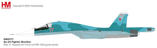 Sukhoi SU34 Fighter Bomber Red 17, Russian Air Force (w/FAB-1500 guide bomb) HA6311