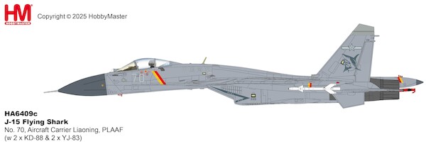 Su33 Flanker / J15 Flying Shark No. 70, Aircraft Carrier Liaoning, PLAAF (w 2 x KD-88 & 2 x YJ-83) HA6409c