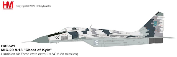 MIG29 9-13 Fulcrum "Ghost of Kyiv" Ukrainian Air Force (with extra 2 x AGM-88 missiles) HA6521