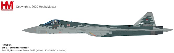 Sukhoi SU57 Stealth Fighter Red 52, Russian Air Force, 2022 (with 4 x KH-59MK2 missiles) HA6804