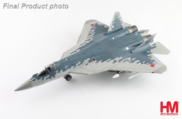 Sukhoi SU57 Stealth Fighter 01 Blue, Russian Air Force, 2019 (w/ 2 x R-77 and 2 x R-37 missiles on the wings) HA6806