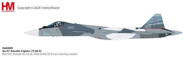 Sukhoi SU57 Stealth Fighter (T-50-2) Bort 052, Russian Air Force, 2024 (w/flat 3D thrust-vectoring nozzles)  HA6809