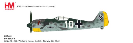 FW 190A-3 White 10, Oblt. Wolfgang Kosse, 1./JG 5, Norway, Oct 1942 HA7431