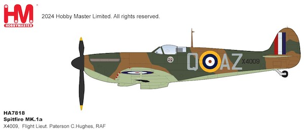 Spitfire MK.1a X4009, Flt Lt P C Hughes, RAF, 1940 HA7818