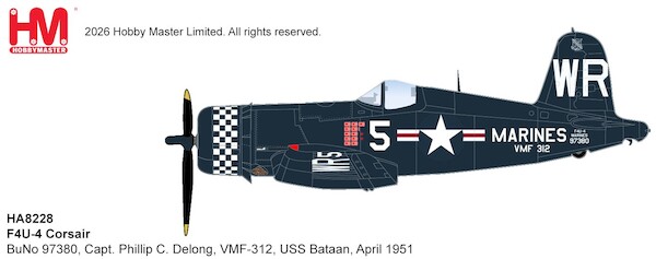 Vought F4U-4 Corsair BuNo 97380, Capt. Phillip C. Delong,  VMF-312, USS Bataan, April 1951  HA8228