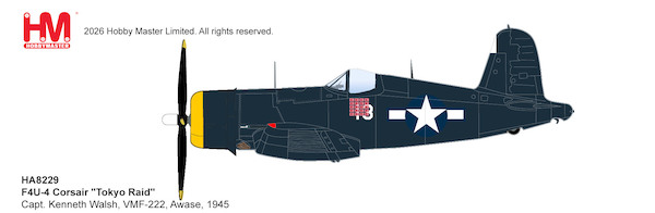 F4U-4 Corsair "Tokyo Raid" Capt. Kenneth Walsh, VMF-222, Awase, 1945 HA8229