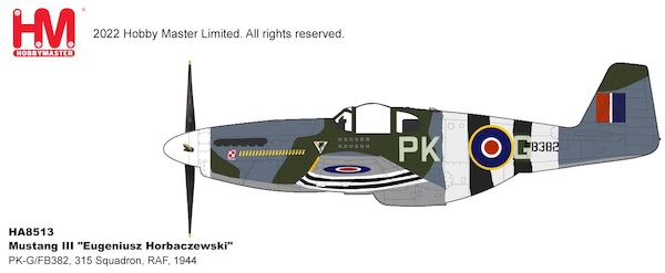 P51B Mustang III "Eugeniusz Horbaczewski" PK-G/FB382, 315 Squadron, RAF, 1944 HA8513