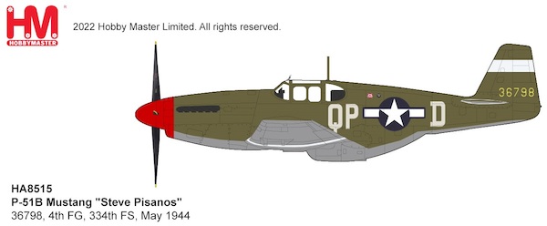 P51B Mustang USAAF "Steve Pisanos" 36798, 4th FG, 334th FS, May 1944 HA8515