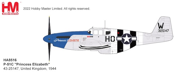 P51C Mustang USAAF "Princess Elizabeth" 43-25147, United Kingdom, 1944 HA8516