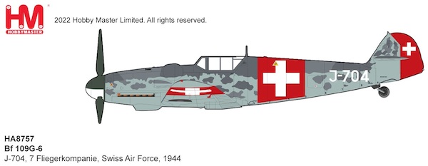Messerschmitt Bf109G-6 J-704, 7 Fliegerkompanie, Swiss Air Force, 1944 HA8757