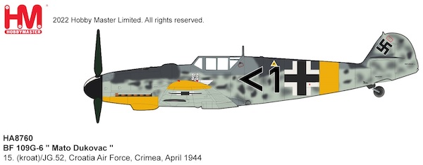 Messerschmitt Bf109G-6 Luftwaffe " Mato Dukovac " 15. (kroat)/JG.52, Croatia Air Force, Crimea, April 1944 HA8760