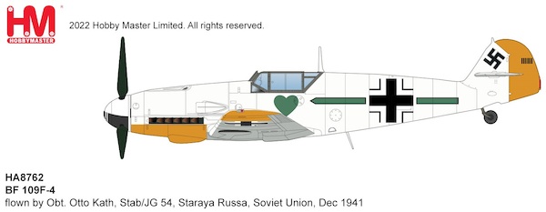 Messerschmitt Bf109F-4 Luftwaffe flown by Obt. Otto Kath, Stab/JG 54, Staraya Russa, Soviet Union, Dec 1941 HA8762