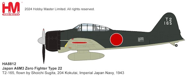 A6M3 Zero Fighter Type 22 T2-165, flown by Shoichi Sugita, 204 Kokutai, Imperial Japan Navy, 1943  HA8812