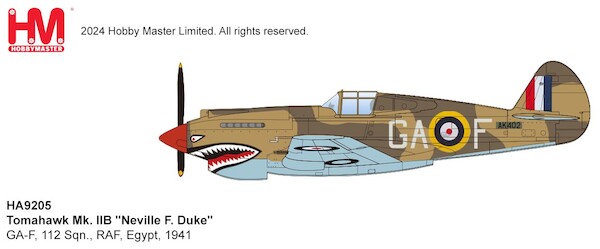 Curtiss Tomahawk Mk. IIB "Neville F. Duke" GA-F, 112 Sqn., RAF, Egypt, 194 HA9205