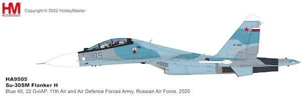 Sukhoi SU30SM Flanker H Blue 45, 22 GvIAP, 11th Air and Air Defence Forces Army, Russian Air Force, 2020  HA9505