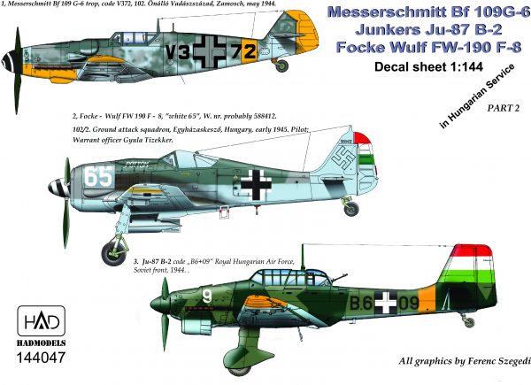 Hungarian AF WW2 Part 2 (Ju87B-2, Bf109G-6, FW190F-8)  HAD144047