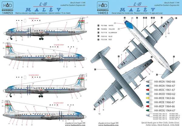 Ilyushin IL18 (Malev Old '60's Colours)  HAD144053