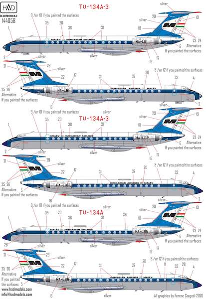 Tup[olev Tu134 (Malev 70's Colours)  HAD144058