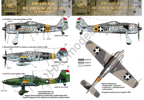 Focke Wulf FW190F-8, Messerschmitt BF109G-6, Junkers Ju87D-5 (Hungarian AF)  HAD32044