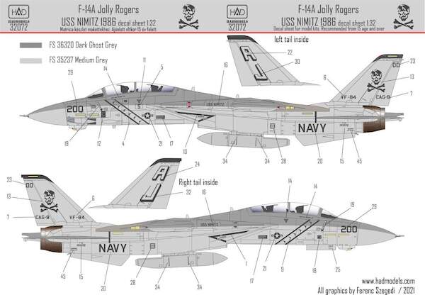 Grumman F-14A VF-84 Jolly Rogers low visibility USS NIMITZ 1986 HAD32072