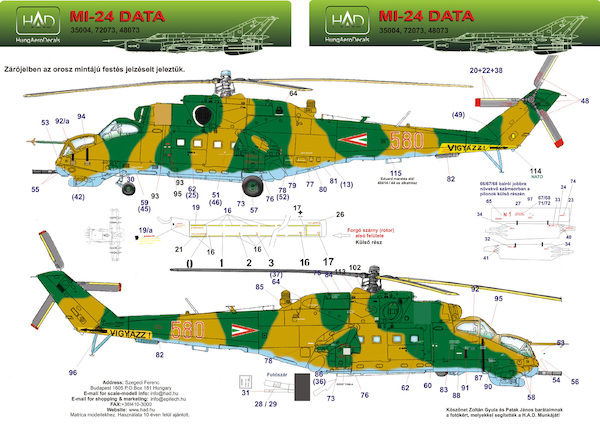 Mil Mi24 Hind (Hungarian AF Stencil data old and new Era)  HAD35004