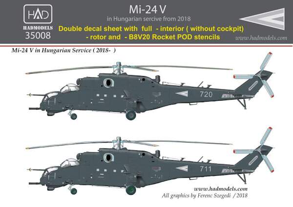 Mil Mi24V Hind in Hungarian service with Grey NATO scheme (From 2018) with full stenciling HAD35008