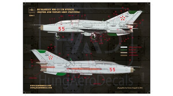 Mikoyan MiG21UM Stecils for silver, Grey and NVA scemes HAD48157