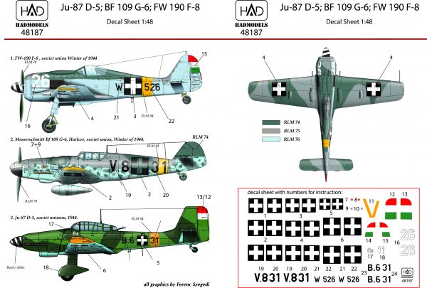 Hungarian AF WW2 (Ju87D-5, Bf109G-6, FW190F-8)  had48187