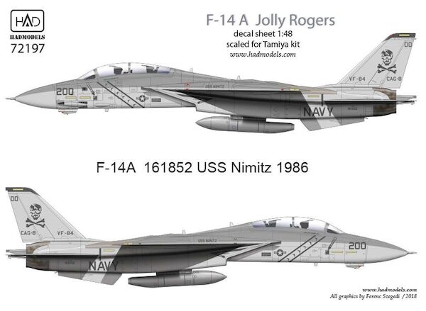 Grumman F14A Tomcat (VF84  "Jolly Rogers" Lo-Viz, USS Nimitz 1986)  HAD48197