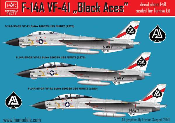 Grumman F14A Tomcat (VF41  "Black Aces" Hi-Viz, USS Nimitz 1978-1979)  HAD48217