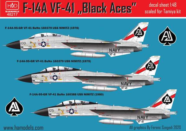 Grumman F14A Tomcat (VF41 "Black Aces" Hi-Viz, USS Nimitz 1978-1979) HAD48217