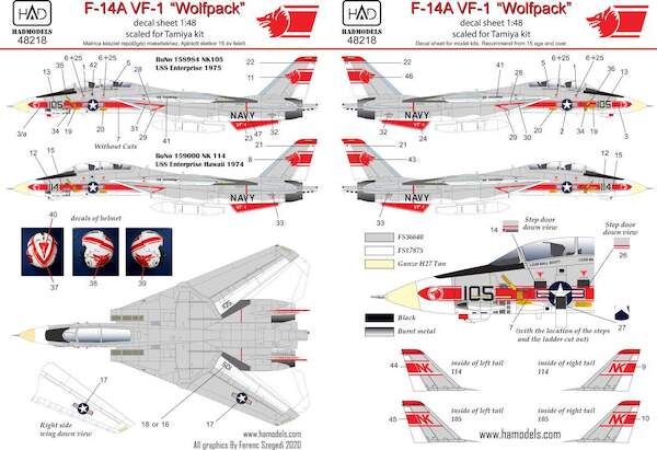 Grumman F14A Tomcat (VF1 "Wolfpack" Hi-Viz, USS Enterprise 1974-1975) HAD48218