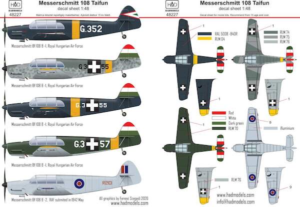 Messerschmitt BF108B1/2 TAIFUN (Hung AF, RAF) HAD48227
