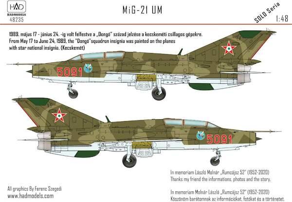 Mikoyan MiG21UM Mongol (5091, Dongó Squadron Hungarian AF) HAD48235