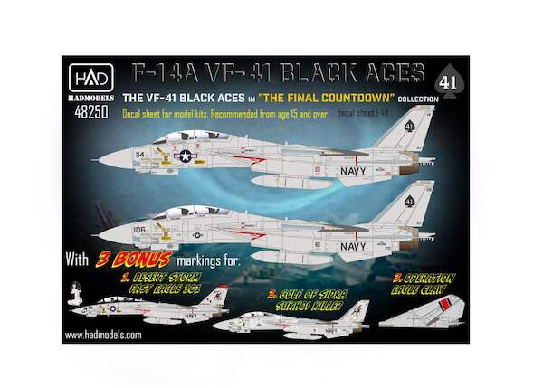 Grumman F14A Tomcat (VF41  "Black Aces" Hi-Viz, USS Nimitz "The Final Countdown")  HAD48250