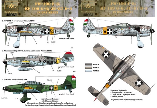 Focke Wulf F190F-8, Me109G-6 Junkers Ju87D-5 (Hungarian AF)  HAD72061