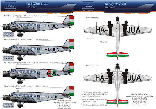 Junkers Ju52 Polgári (HA-JUA, HA-JUC, HA-JUF) HAD72067