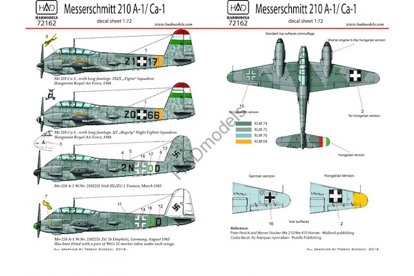 Messerschmitt Me210A-1/Ca-1 (Luftwaffe, Hungarian AF)  HAD72162