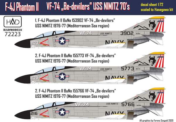F4J Phantom II (VF74 'Be-devilers" Hi-Viz, USS Nimitz 1970's Part 1)  HAD72223