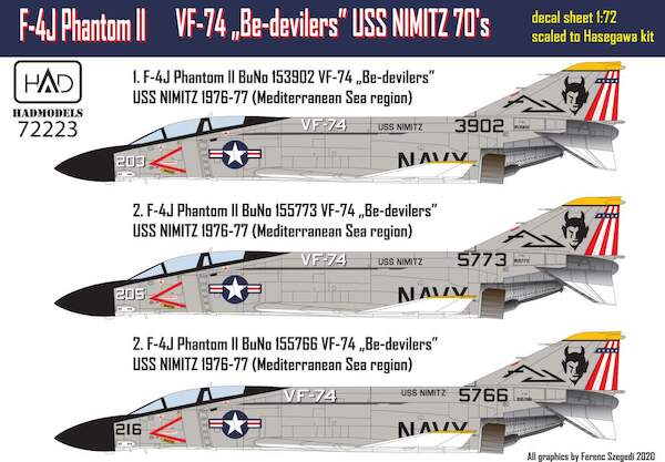 F4J Phantom II (VF74 'Be-devilers" Hi-Viz, USS Nimitz 1970's Part 1) HAD72223