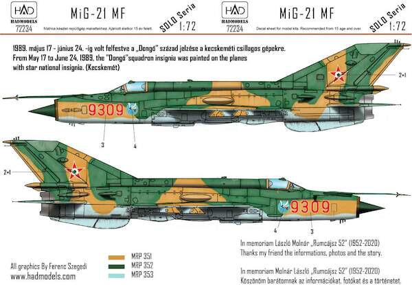 Mikoyan MiG21MF Fishbed (9309 "Dongó Squadron with star national insignias ) HAD72234