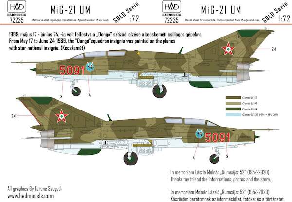 Mikoyan MiG21UM Mongol (5091 "Dongó Squadron with star national insignias ) HAD72235