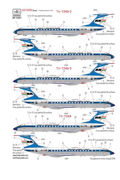 Tupolev Tu134A/A3 (Malev) for Zvezda HADDW144001