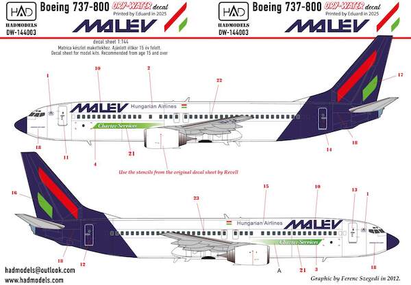 Boeing 737-800 (Malev) for Zvezda  HADDW144003